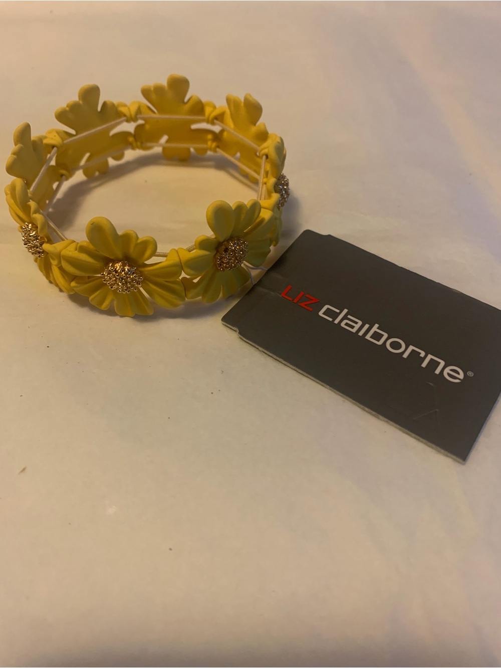Liz Claiborne Yellow Floral Stretch Bracelet with Gold Centers